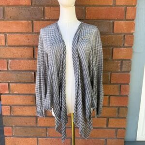 Fenini Open Front Cardigan Sweater Gauze Overdye Lagenlook | Gray‎ | Size Medium